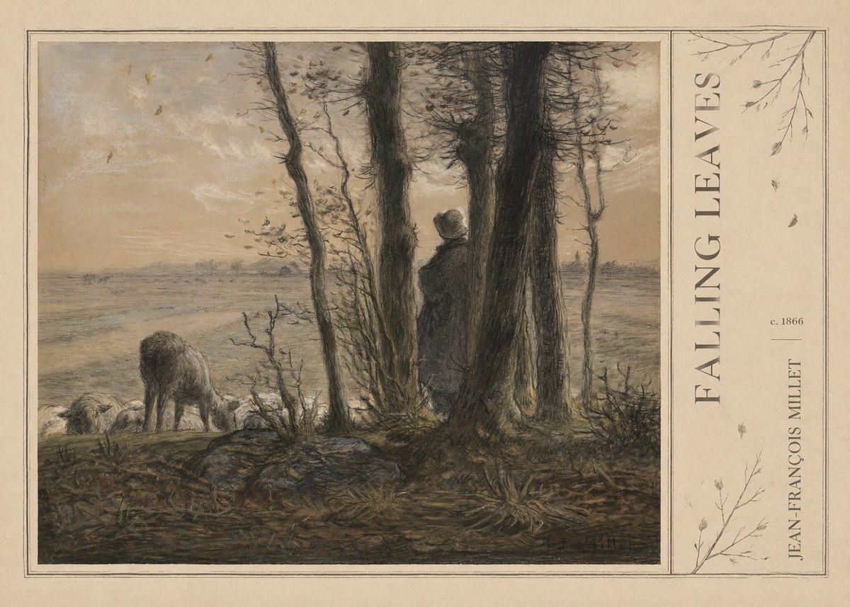 Jean-François Millet Falling Leaves No2 - Plakát