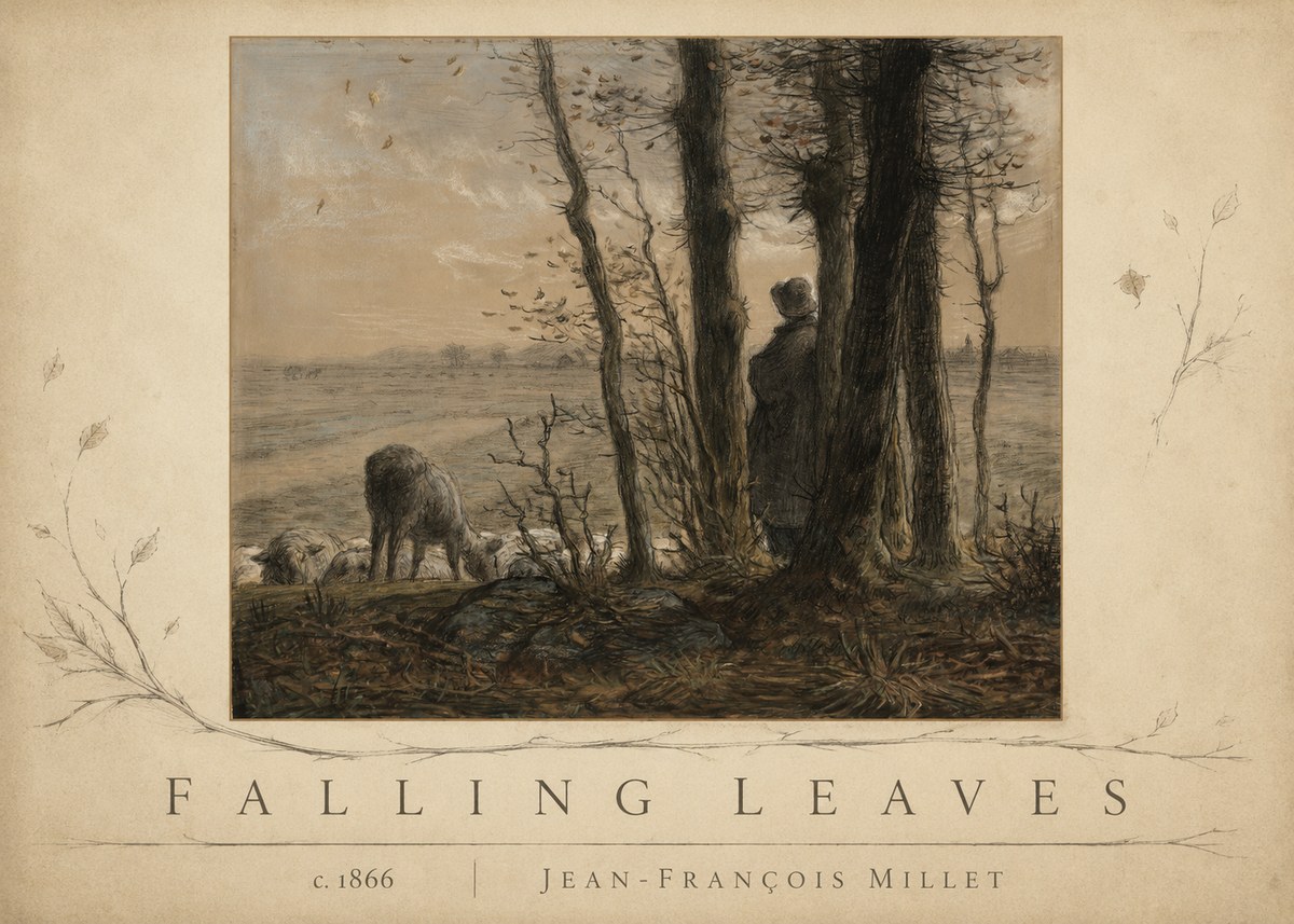 Jean-François Millet Falling Leaves No3 - Plakát