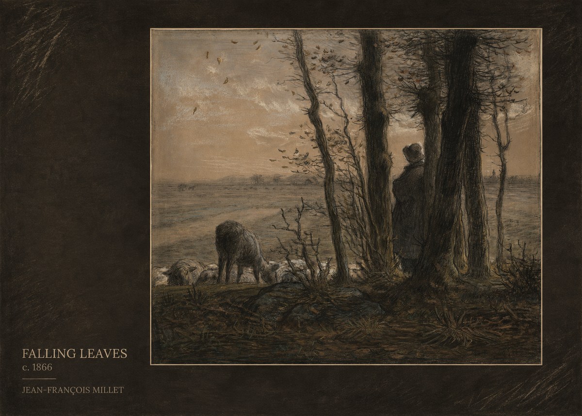 Jean-François Millet Falling Leaves No4 - Plakát