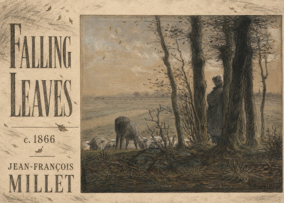 Jean-François Millet Falling Leaves No5 - Plakát
