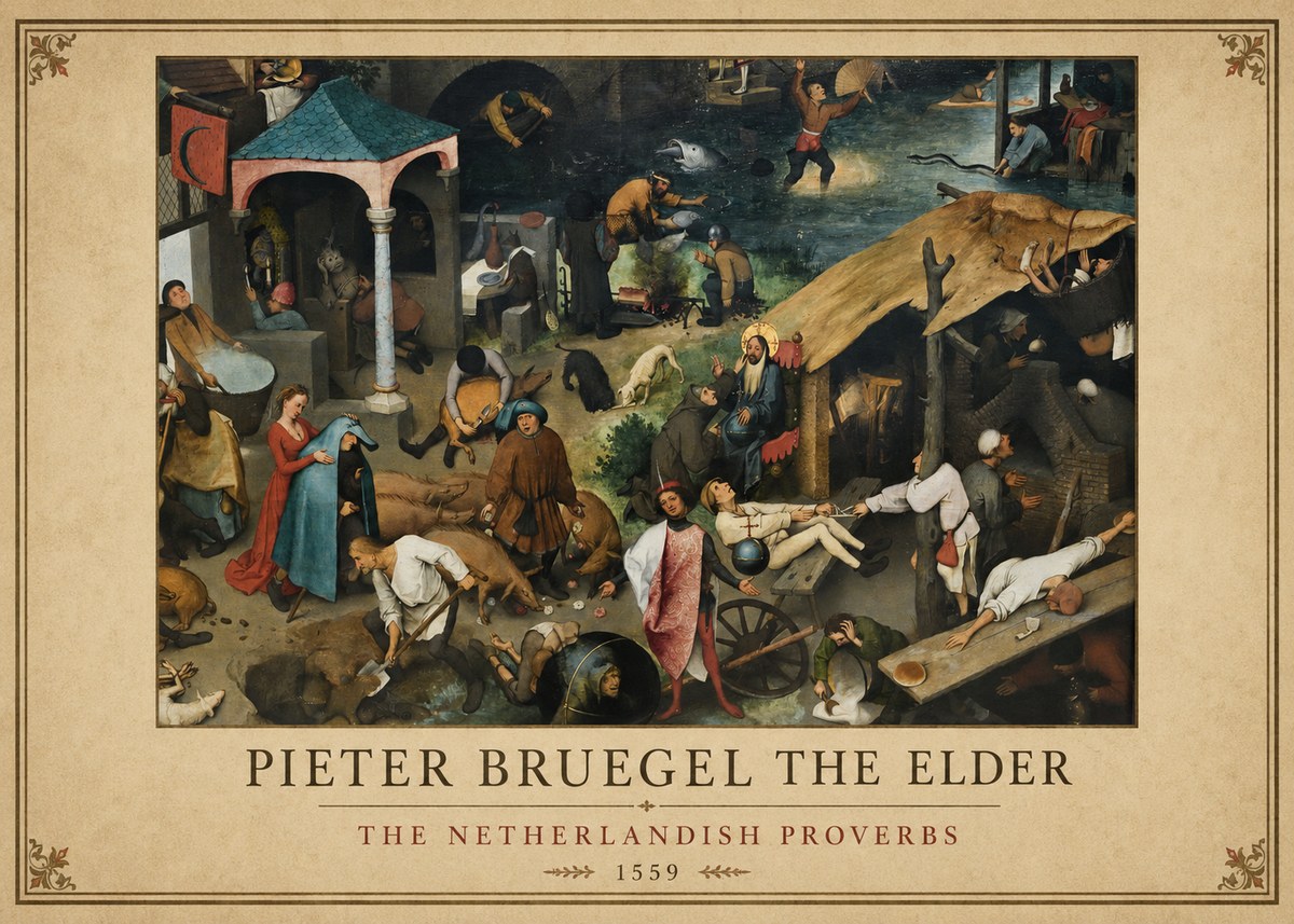 Pieter Bruegel The Netherlandish Proverbs III No1 - Plakát
