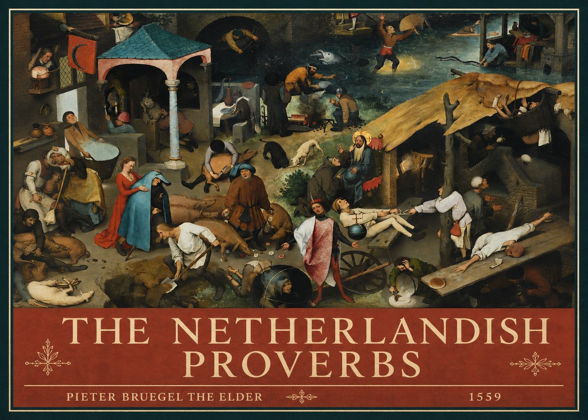 Pieter Bruegel The Netherlandish Proverbs III No4 - Plakát